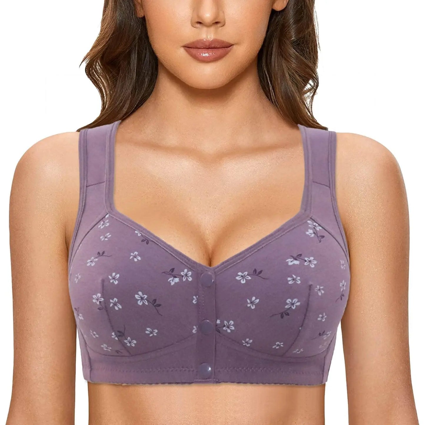 7-Piece Floral Front-Closure Nursing Bra Set – Adjustable Pressurized Support & Breathable Comfort