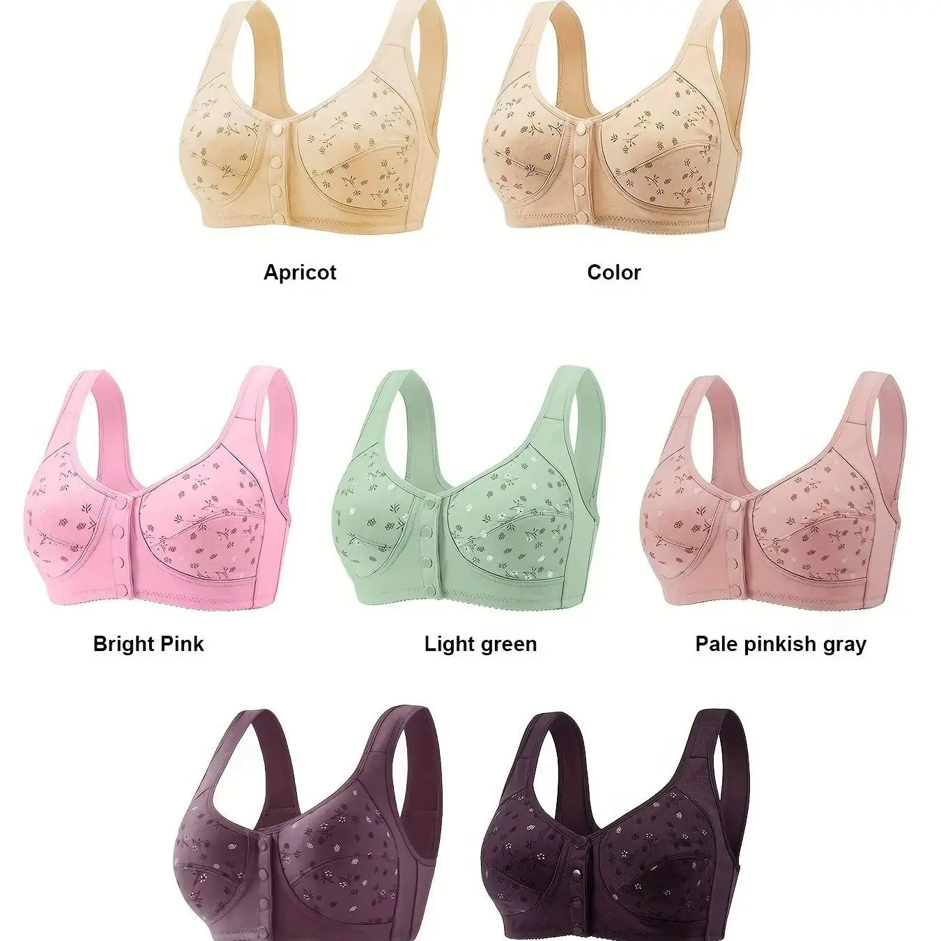 7-Piece Floral Front-Closure Nursing Bra Set – Adjustable Pressurized Support & Breathable Comfort