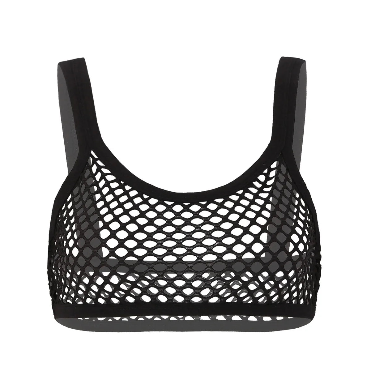 Womens Camisole Crop Tops Sexy Transparent Fishnet Mini Top Gym Party Tanks Sleeveless Hollow Out Vest Female Clubwear Tank Top