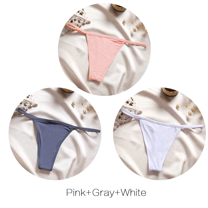 FINETOO 3-Pack Low-Rise T-Back Thong Set – Women’s Sexy Bikini Panties (M–XL)