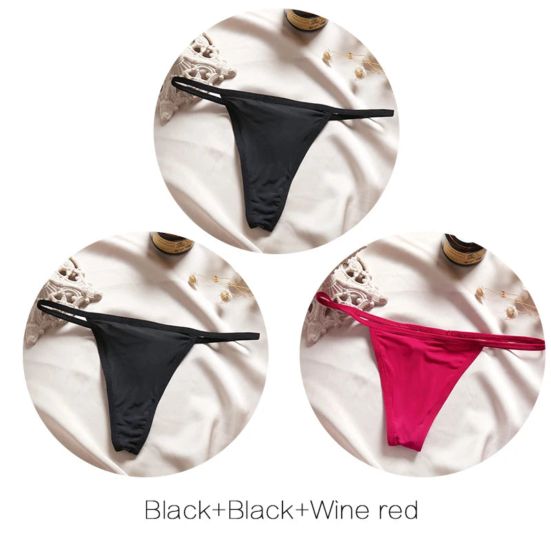 FINETOO 3-Pack Low-Rise T-Back Thong Set – Women’s Sexy Bikini Panties (M–XL)