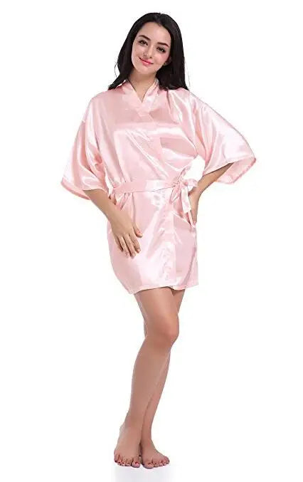 RB030 Sexy Large Size Sexy Satin Night Robe Lace Bathrobe Perfect Wedding Bride Bridesmaid Robes Dressing Gown For Women