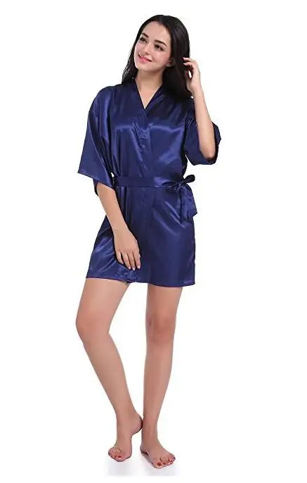 RB030 Sexy Large Size Sexy Satin Night Robe Lace Bathrobe Perfect Wedding Bride Bridesmaid Robes Dressing Gown For Women