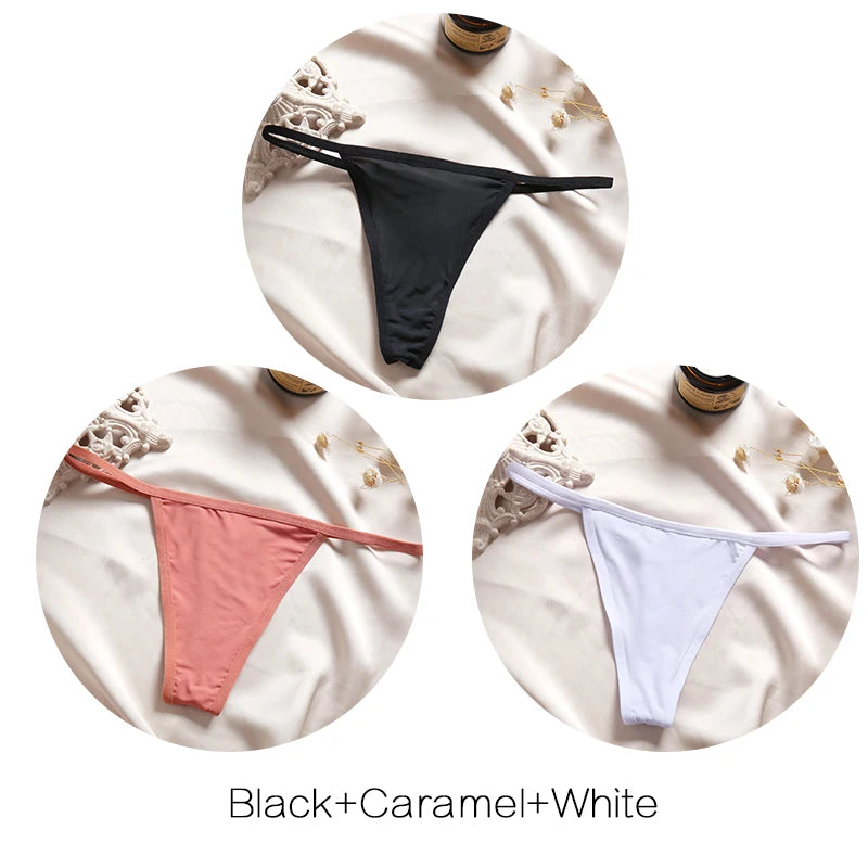 FINETOO 3-Pack Low-Rise T-Back Thong Set – Women’s Sexy Bikini Panties (M–XL)