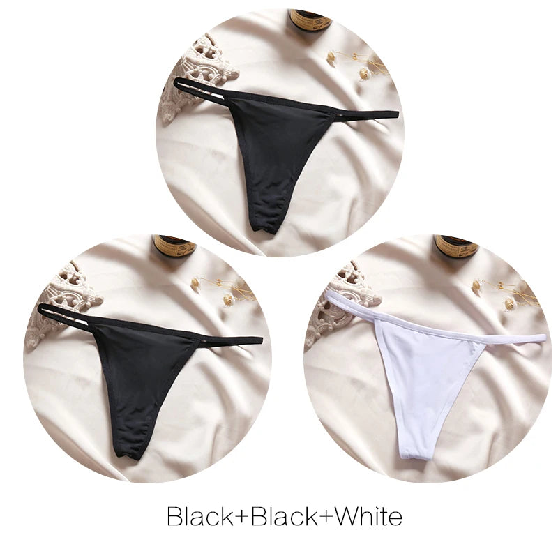 FINETOO 3-Pack Low-Rise T-Back Thong Set – Women’s Sexy Bikini Panties (M–XL)