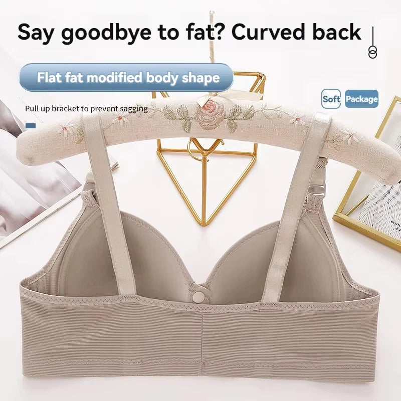 Plus-Size Front-Closure Push-Up Bra for Mature Women – Adjustable Thin Cups, Breathable Comfort Underwear