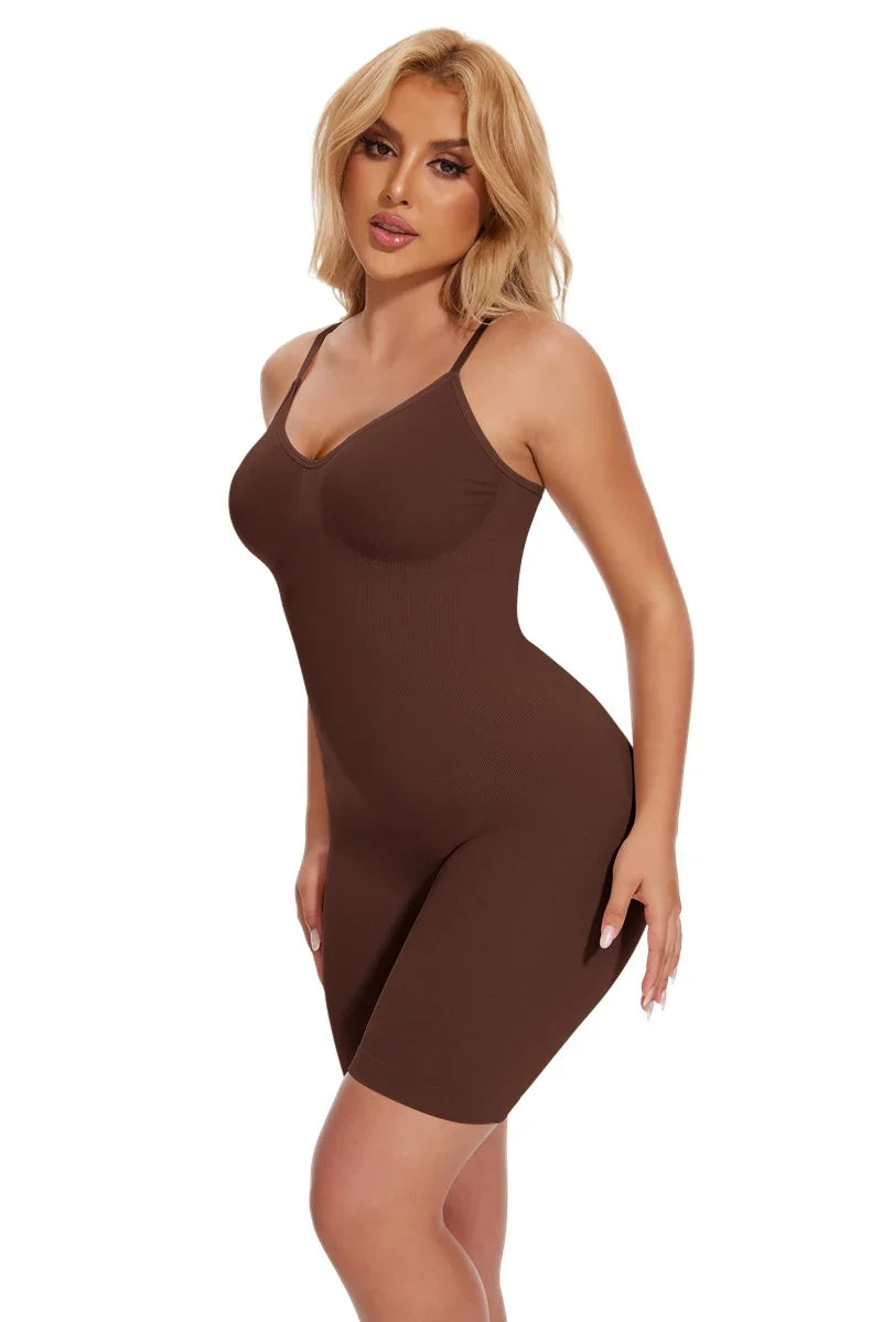 Seamless Tank Bodysuit Shapewear – Full-Body Slimming with Tummy Control, Anti-Chafing Shorts & Butt Lifter Waist Trainer