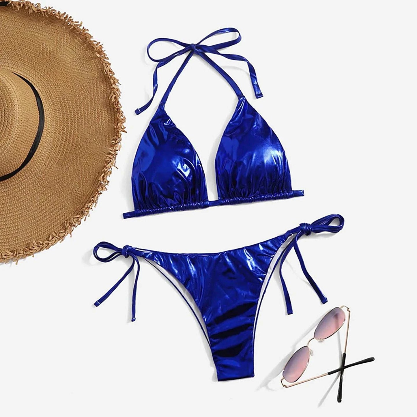 2023 New Mini Swimsuit Biquini Sexy Split Bikini Two Piece Swimsuit Looks Thin Sexy Swimsuit Set Triangle Cup Swimming Beachwear