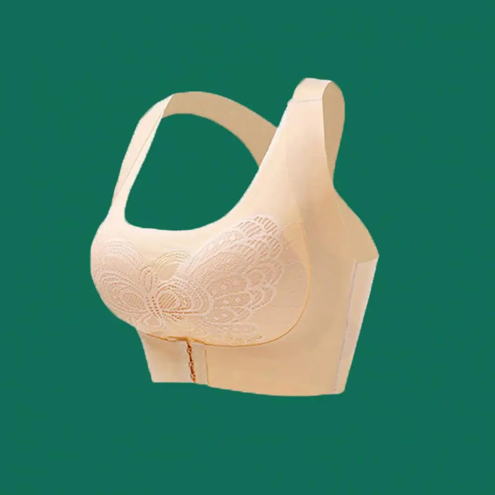 Front-Closure Wireless Posture Support Sports Bra – Breathable Cross-Back Comfort Underwear