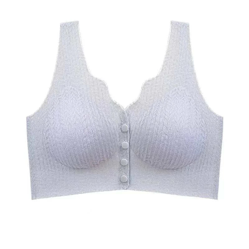 Women's Sexy Front Button Lace Bra Adjustable Thin Strap Vest Style Big Breasts Show Little Fitting Underwear