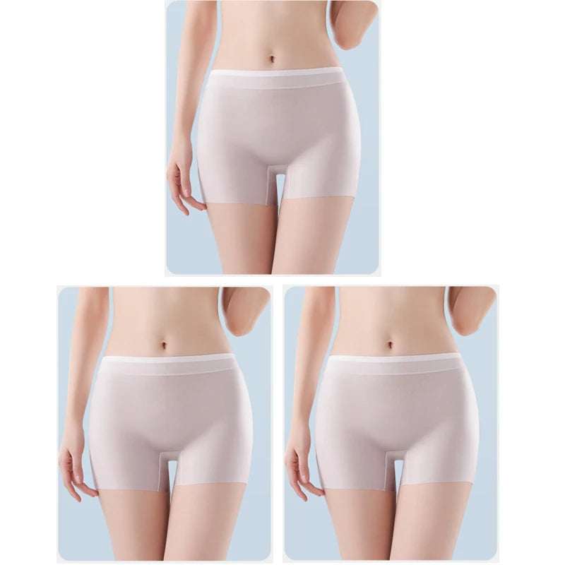 3PCS Ice Silk Ultra-Thin High Waist Boxer Briefs – Seamless Quick-Drying Plus Size Panties for Women