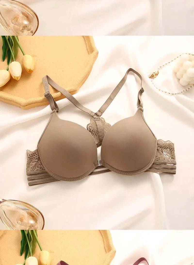 3Pcs Front buckle Sexy Bra Beautiful Back Gathered Lingerie Lace Bra Small Chest Adjustable Bra Women's Upper Support Lingerie