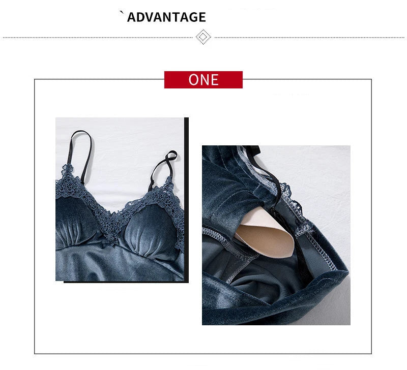 Women’s 4-Piece Velour & Lace Velvet Pajama Set – Long-Sleeve Intimate Homewear