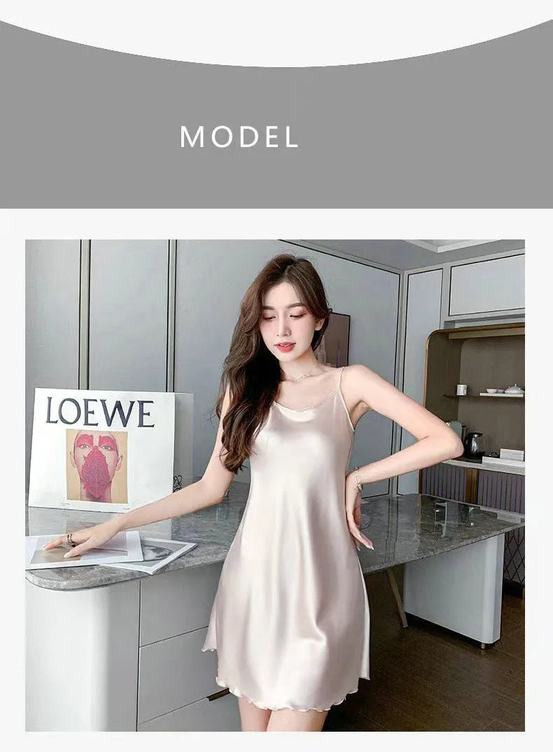 Silk Backless Slip Nightgown – Sexy Summer Sleepwear for Women