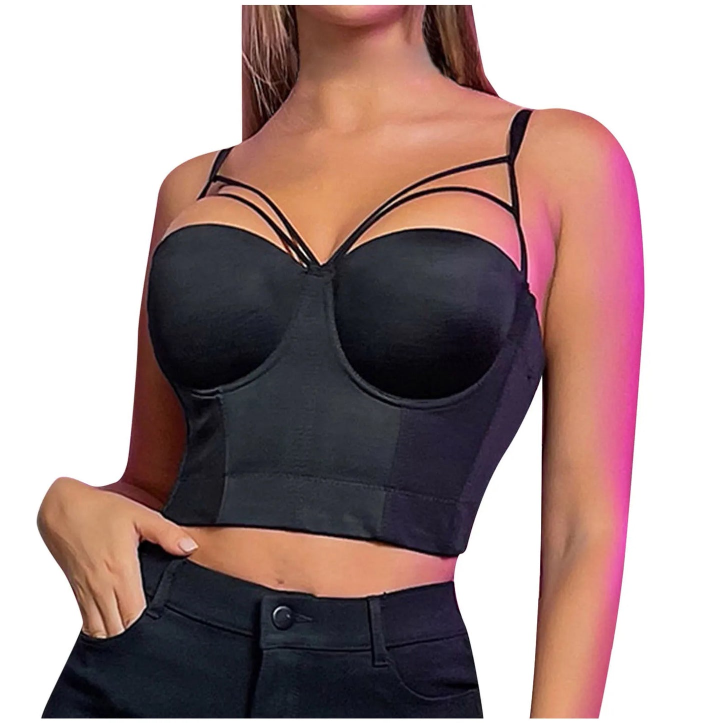 Mesh Perspective Splicing Bead Wrapped Chest Top Underwire Buttoned Summer Tube Top Party Corset Vest Cotton Tops Plus Size