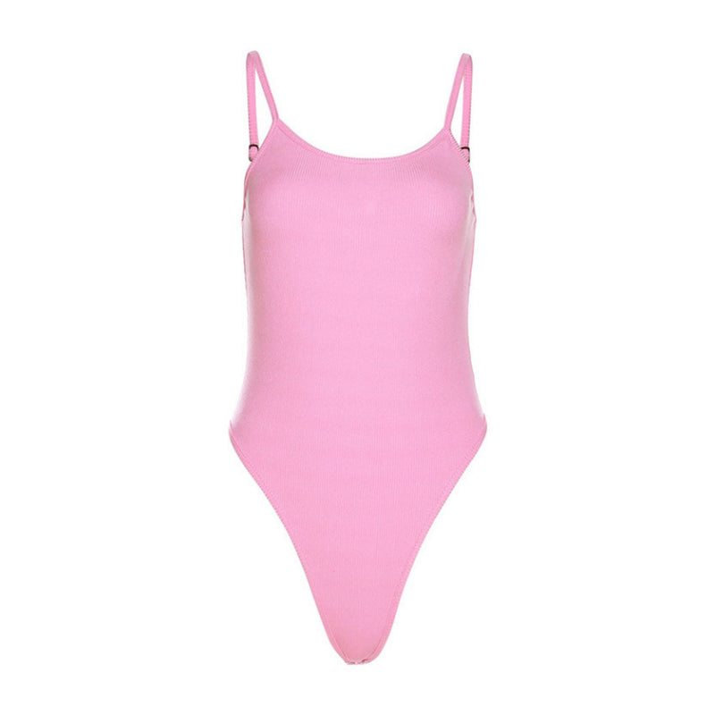 Women’s Solid Backless Corset-Style Sleeveless Bodysuit – Slim Summer One-Piece Lingerie