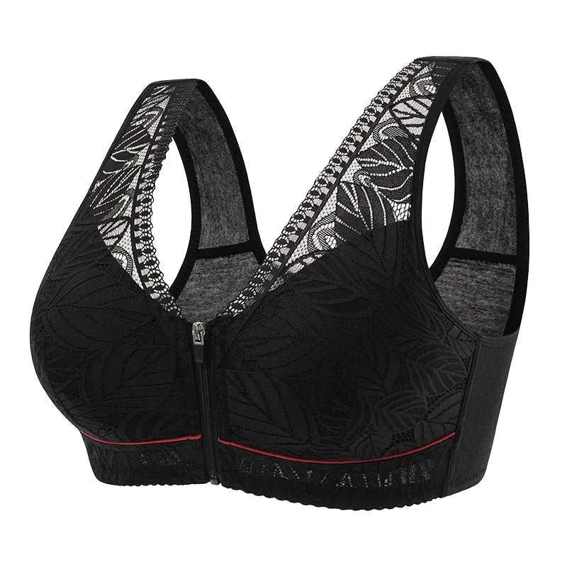 S-6XL Sports yoga bra cotton cups front zipper underwear breathable women no steel ring tank top lace large size bra
