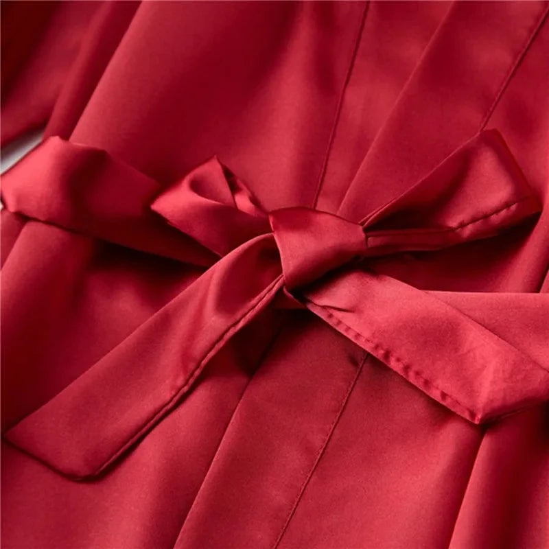 Women Silk Satin Short Night Robe Solid Kimono Robe Fashion Bath Robe Sexy Bathrobe Peignoir Femme Wedding Bride Bridesmaid Robe