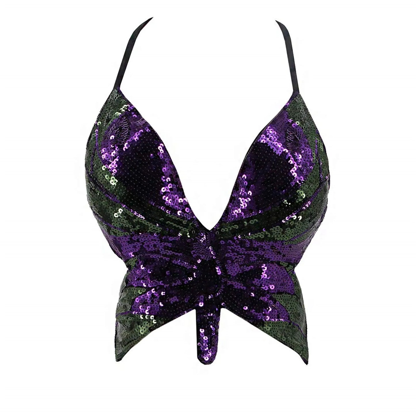 Sparkly Sequin Backless Bandage Crop Top – Sexy Sleeveless Dance & Carnival Vest for Women