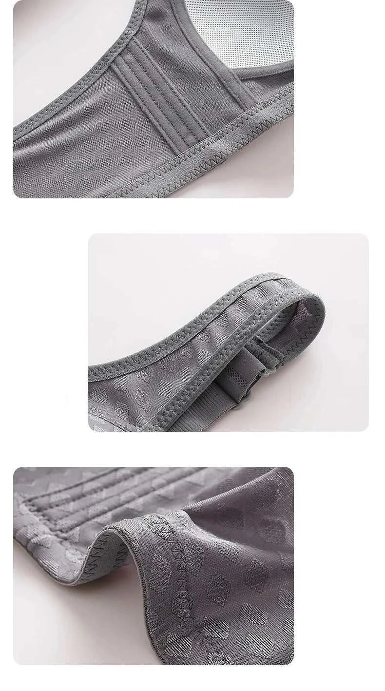 FallSweet Plus Size Front Closure Bra for Women, Seamless Wireless Push Up Bralette, Plaid Print Lingerie Comfortable Brassiere