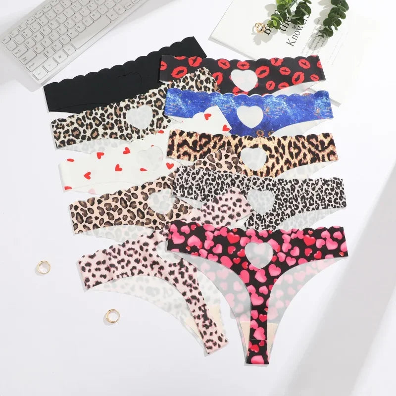 6PCS Seamless Hollow Heart Thong Set – Soft Breathable Hip-Covering Panties for Women