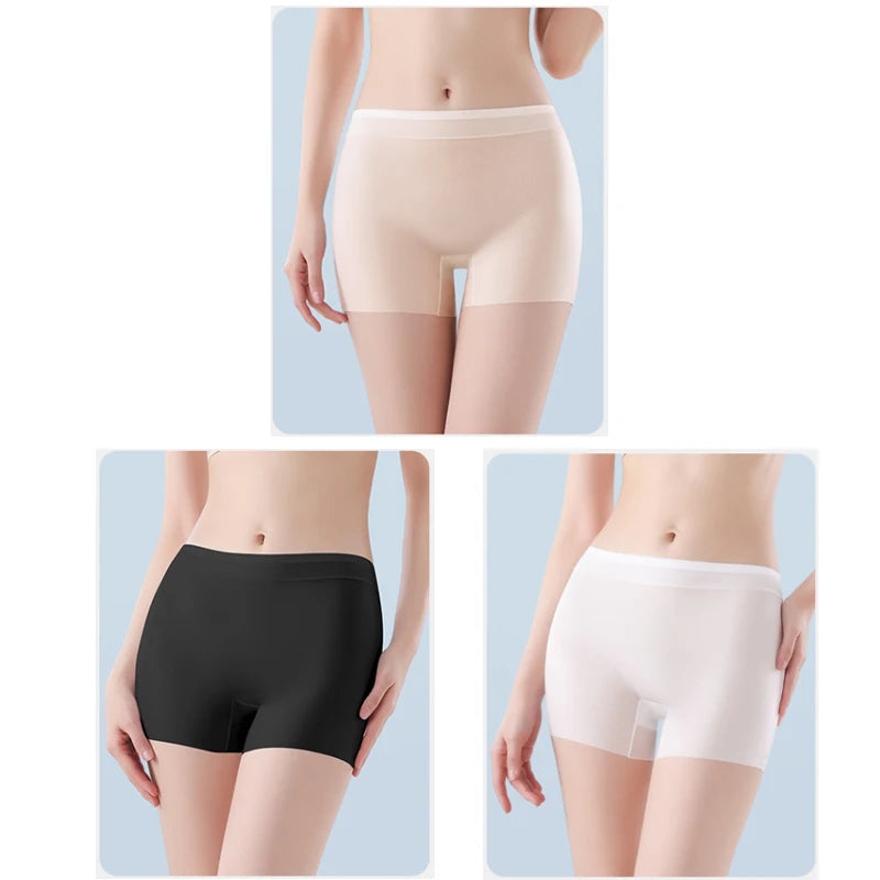 3PCS Ice Silk Ultra-Thin High Waist Boxer Briefs – Seamless Quick-Drying Plus Size Panties for Women