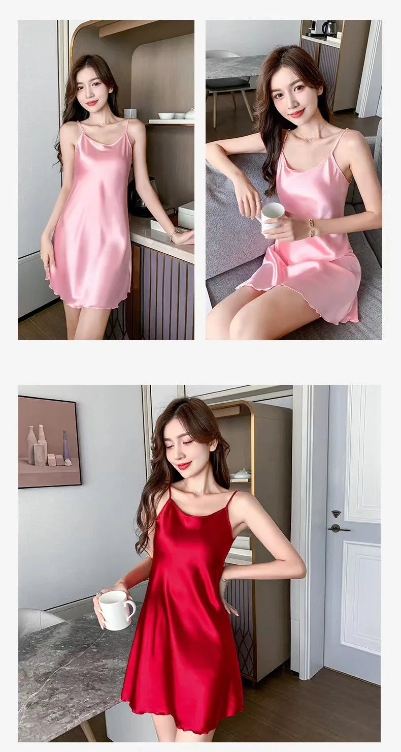 Silk Backless Slip Nightgown – Sexy Summer Sleepwear for Women
