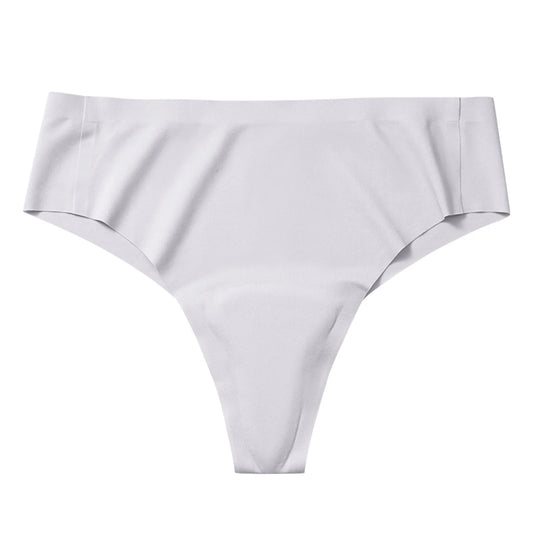 Comfortable Mid Waist Seamless Thong Panties – Solid Color Stretch Basics Underwear for Women
