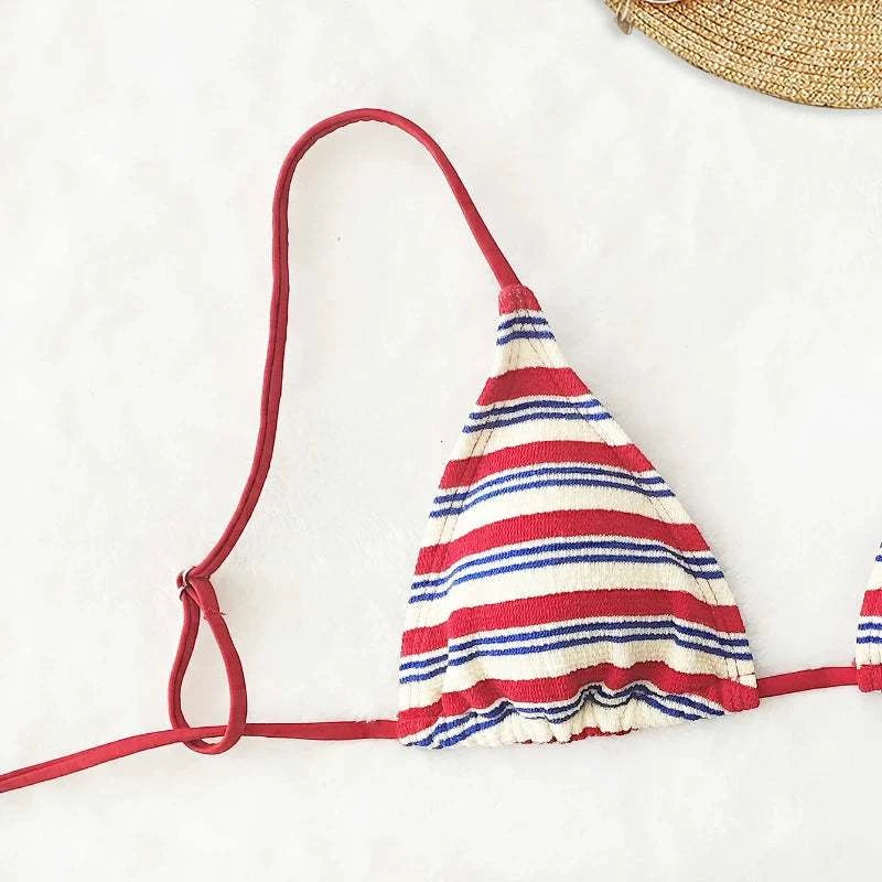 Women's Sexy Push-Up Two-Piece Swimsuit 2025 Bathing Suit Micro Beachwear Stripe Bikini Set Swimwear Trendy купальник женский