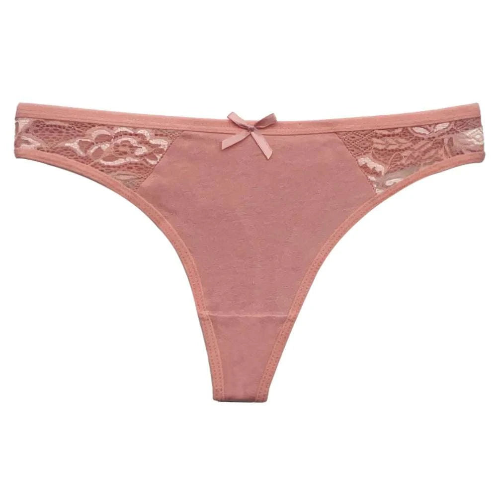5 PCS/Set Cotton Thong Women Underwear Sexy Lace Panties Female Underpants Solid Color Panties Lingerie Low-Rise G-string