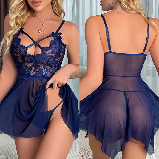 Transparent Lace Babydoll Nightdress – Sexy Women’s Sleepwear & Exotic Pajama Costume