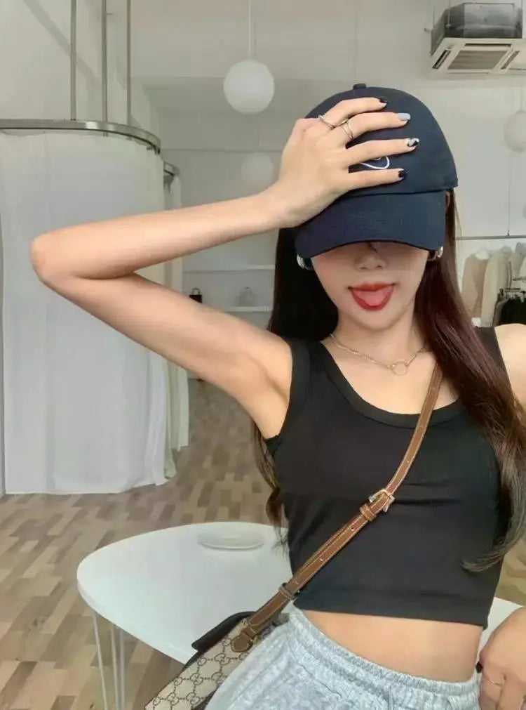 Women's Vest One-Piece No Steel Ring Cotton Chest Pad Wide Shoulder Sports Yoga Vest Underwear Black White Bra Tank Top Women