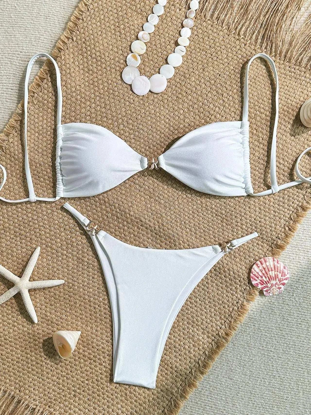 Sexy Triangle Mini Bikini Set Micro Thongs Solid Swimsuit Women Bathing Suit Biquini Bandage Beachwear Swimwear Thong Bikini