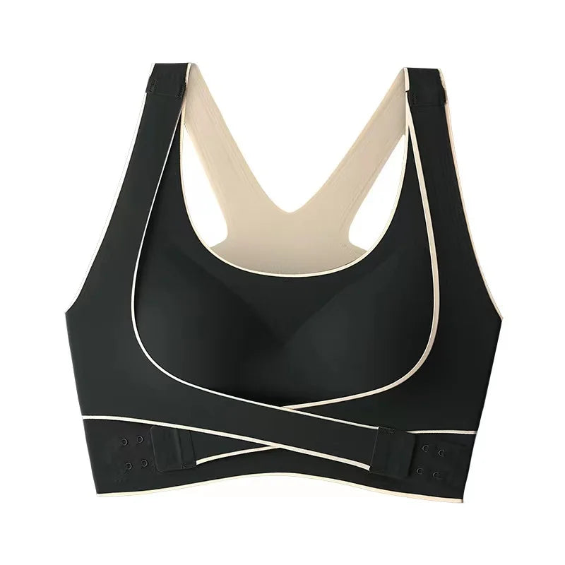 Plus-Size Front-Closure Seamless Wireless Sports Bra – Adjustable Thin Cup with Gathered Beautiful Back Support