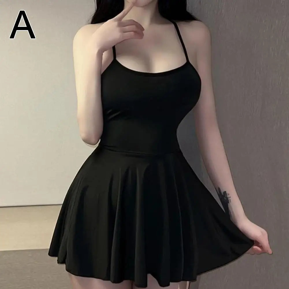 Sexy Women Pleated Micro MINI Dress Bandage Smooth Uniform Slip Mini Dress Night Club Outfits Allure Ruffled Dress Backless