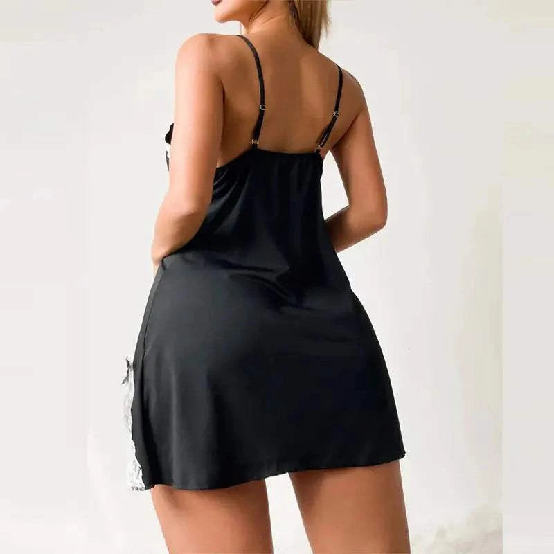 Plus Size Set Lace Bra And Thong Sets Sexy Dress Women's Lingerie V-Neck Nightgown Split Hem Soft Lingeries Female Clothes Hot