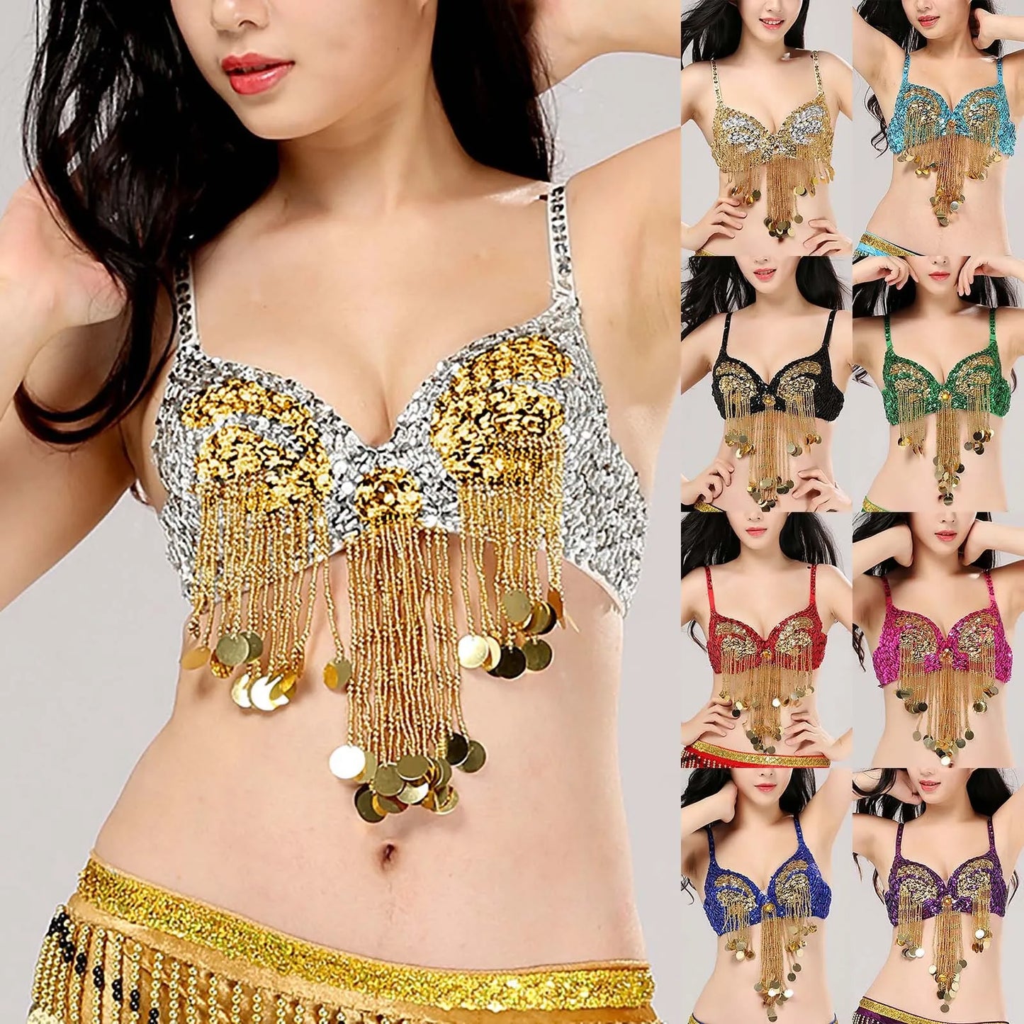 Women Push Up Bra Womens Tassel Glitter Bra Top Boho Festival Party Club Rave Tank Tops Ladies Carnival Belly Dance Bra Brasier