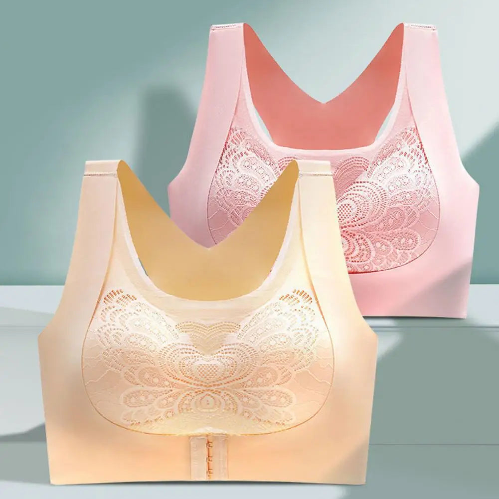 Front-Closure Wireless Posture Support Sports Bra – Breathable Cross-Back Comfort Underwear