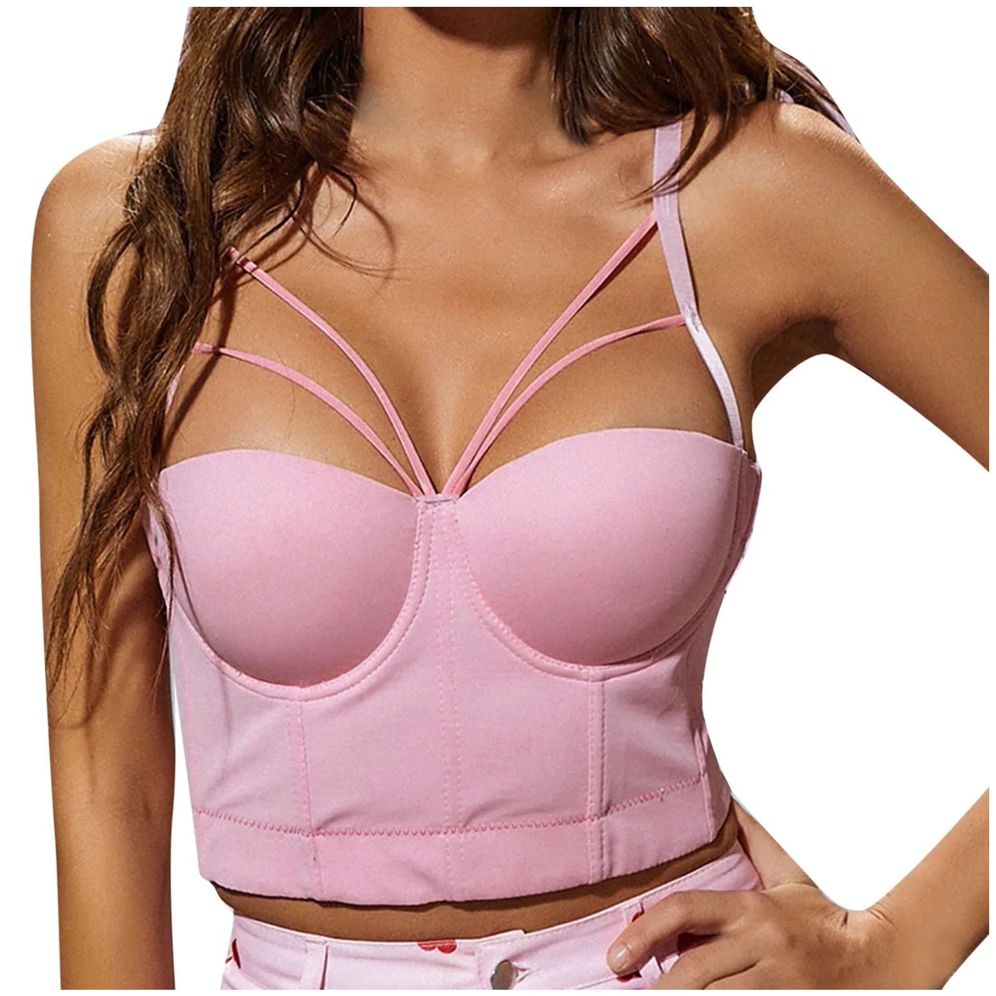 Mesh Perspective Splicing Bead Wrapped Chest Top Underwire Buttoned Summer Tube Top Party Corset Vest Cotton Tops Plus Size