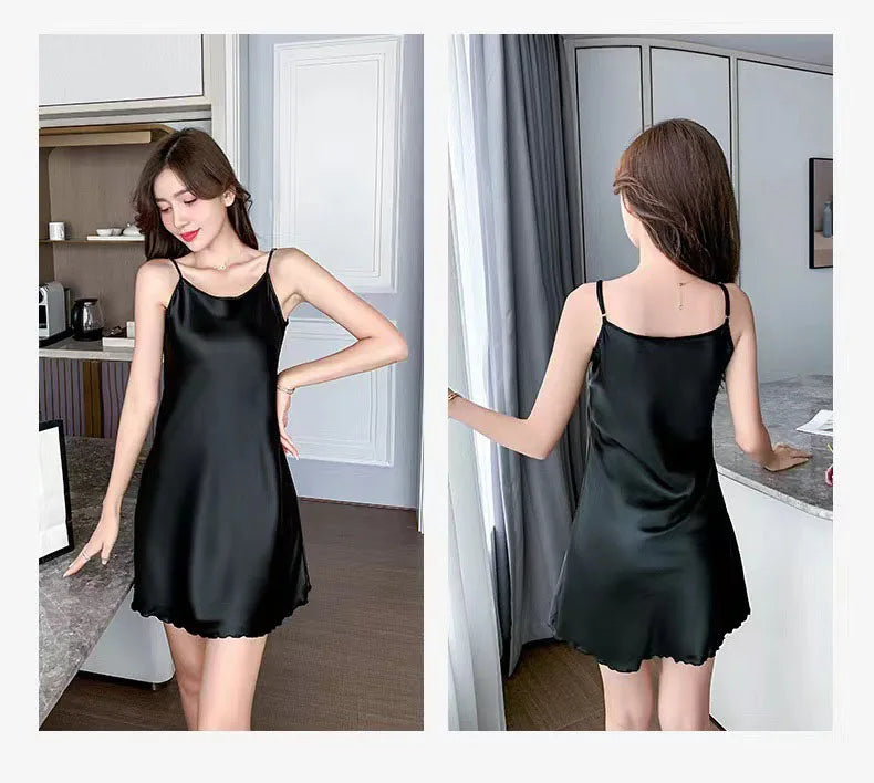 Silk Backless Slip Nightgown – Sexy Summer Sleepwear for Women