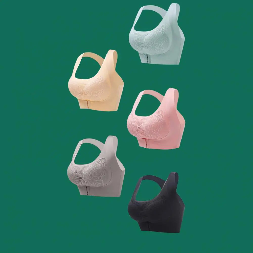 Front-Closure Wireless Posture Support Sports Bra – Breathable Cross-Back Comfort Underwear