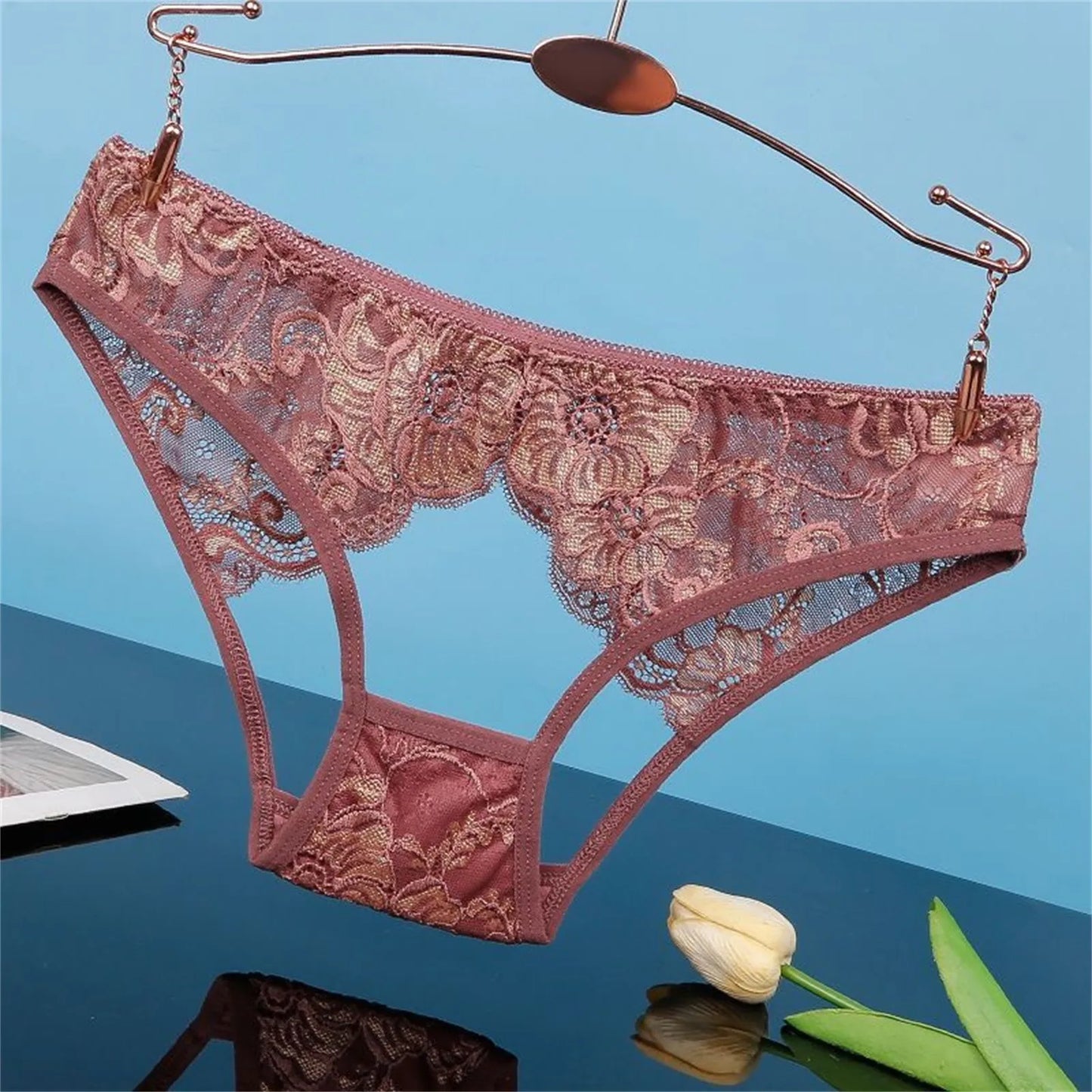 Sexy Hollow Out Underwear For Women Lace Low Waist Hipster Female Floral Embroidered Panties Underpants Sheer Thin Briefs