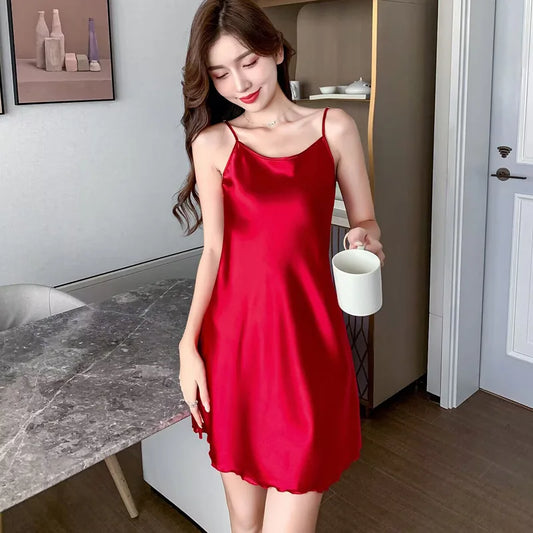Silk Backless Slip Nightgown – Sexy Summer Sleepwear for Women