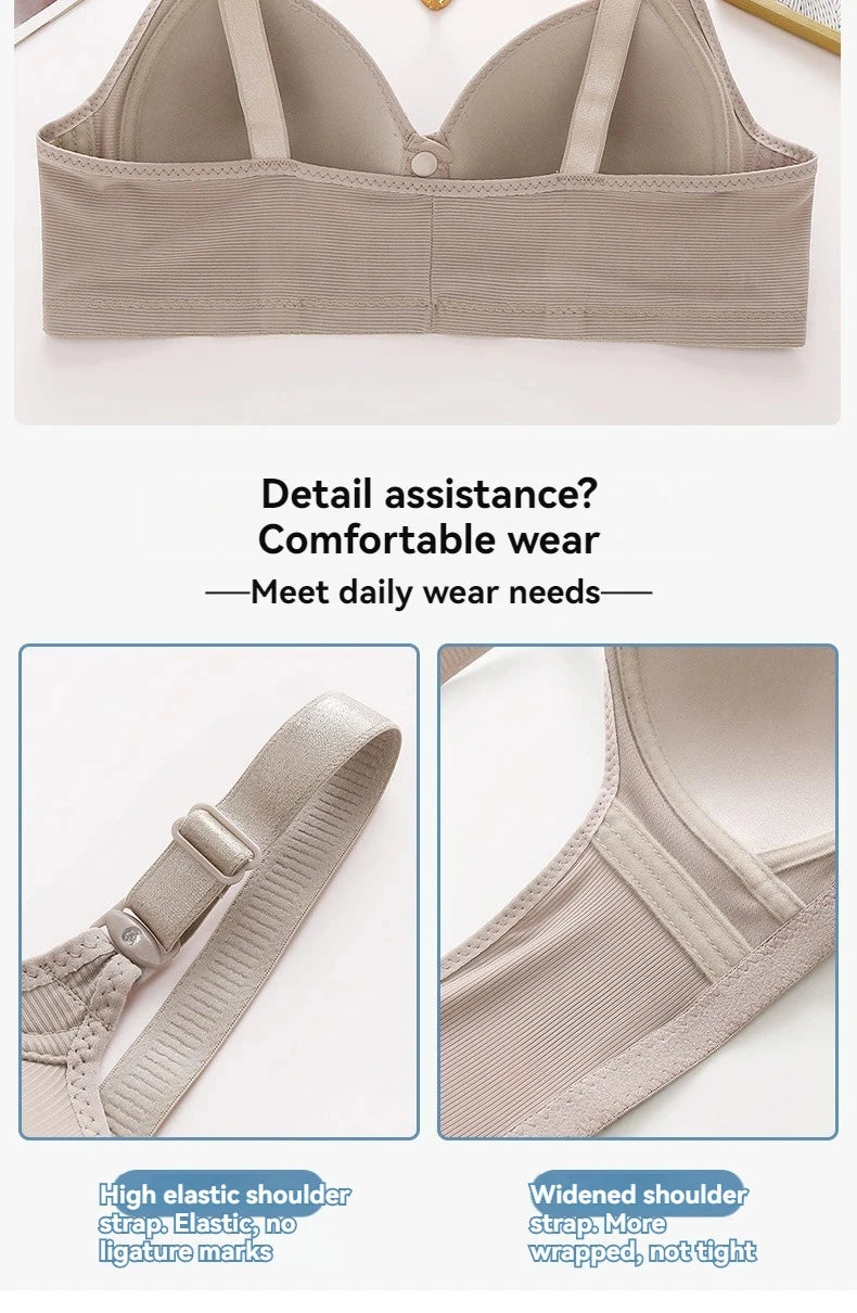 Plus-Size Front-Closure Push-Up Bra for Mature Women – Adjustable Thin Cups, Breathable Comfort Underwear