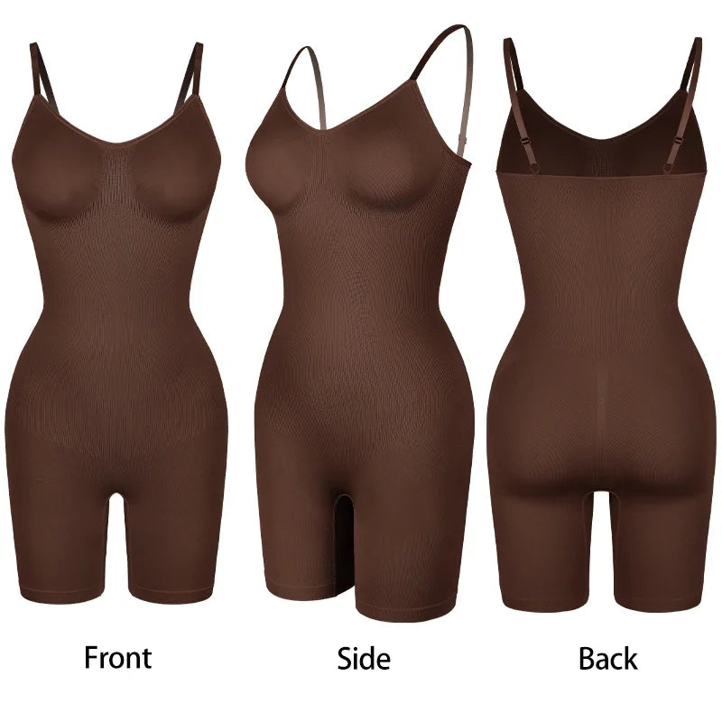 Seamless Tank Bodysuit Shapewear – Full-Body Slimming with Tummy Control, Anti-Chafing Shorts & Butt Lifter Waist Trainer