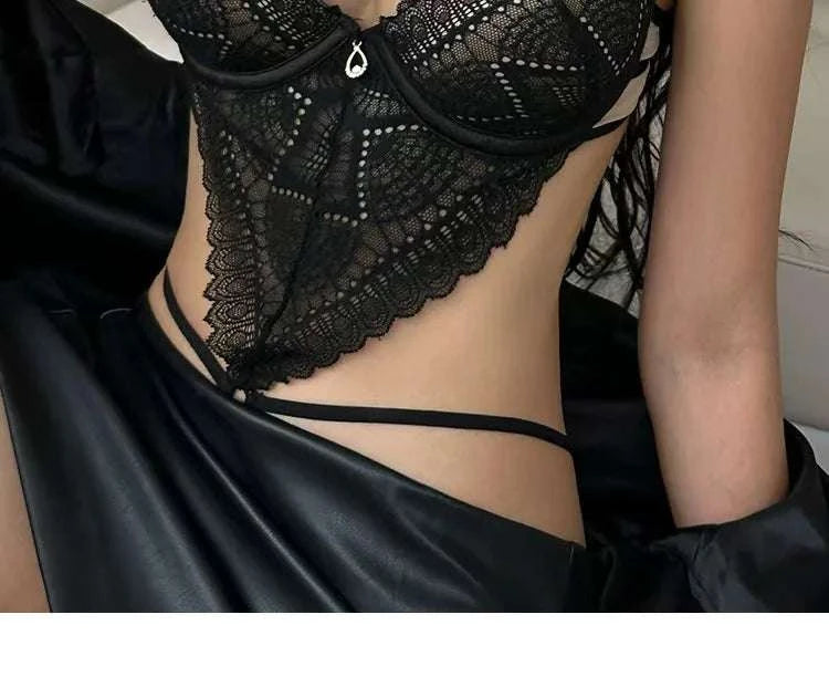 Sexy Lace Bodysuit - Deep V Neck Shaping Underwear for Small Bust, Lightweight Close-Fitting One-Piece Hollow Lingerie