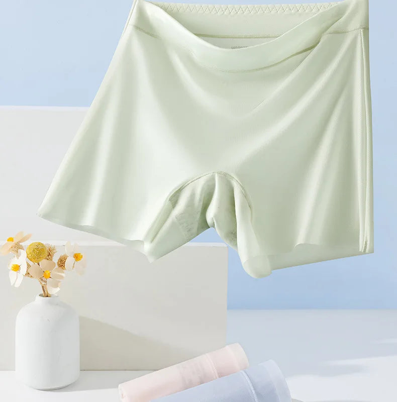 3PCS Ice Silk Ultra-Thin High Waist Boxer Briefs – Seamless Quick-Drying Plus Size Panties for Women