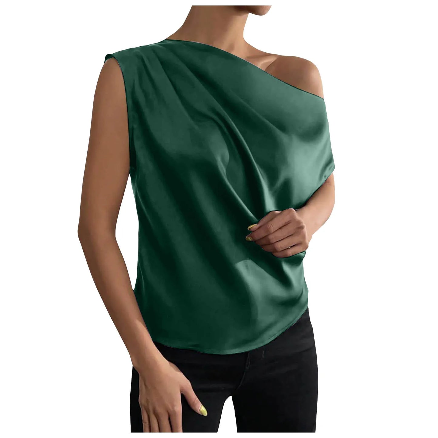 Summer Camisole Tanks For Women Women Silk Satin Casual Sleeveless U Neck Tank Top Summer Curved Hem Lightweight Ropa De Mujer