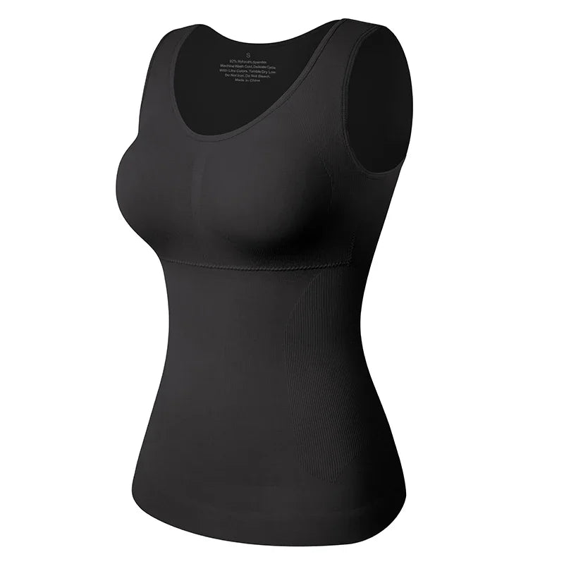 Tank Tops Camisole with Built in Padded Bra Vest Cami Shelf Bra Women Casual Wide Strap Tank Top with Built in Removable Bra