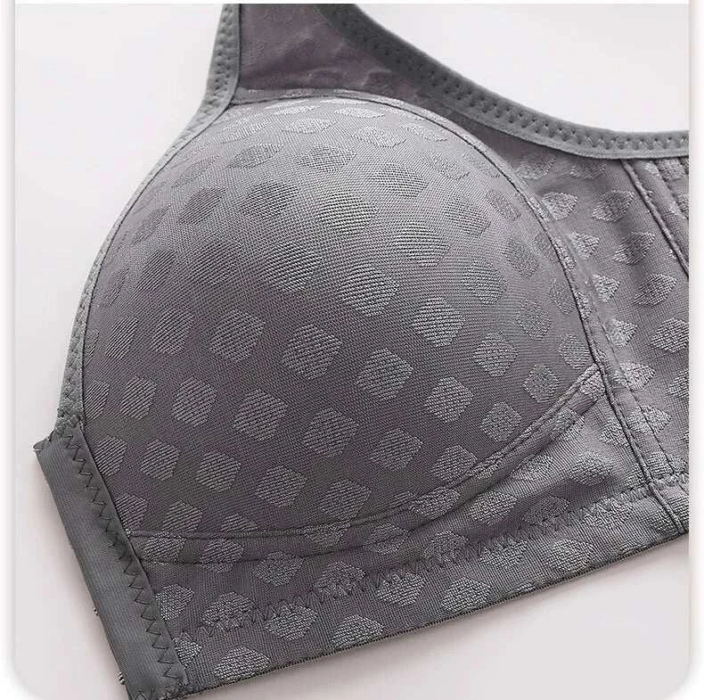 FallSweet Plus Size Front Closure Bra for Women, Seamless Wireless Push Up Bralette, Plaid Print Lingerie Comfortable Brassiere